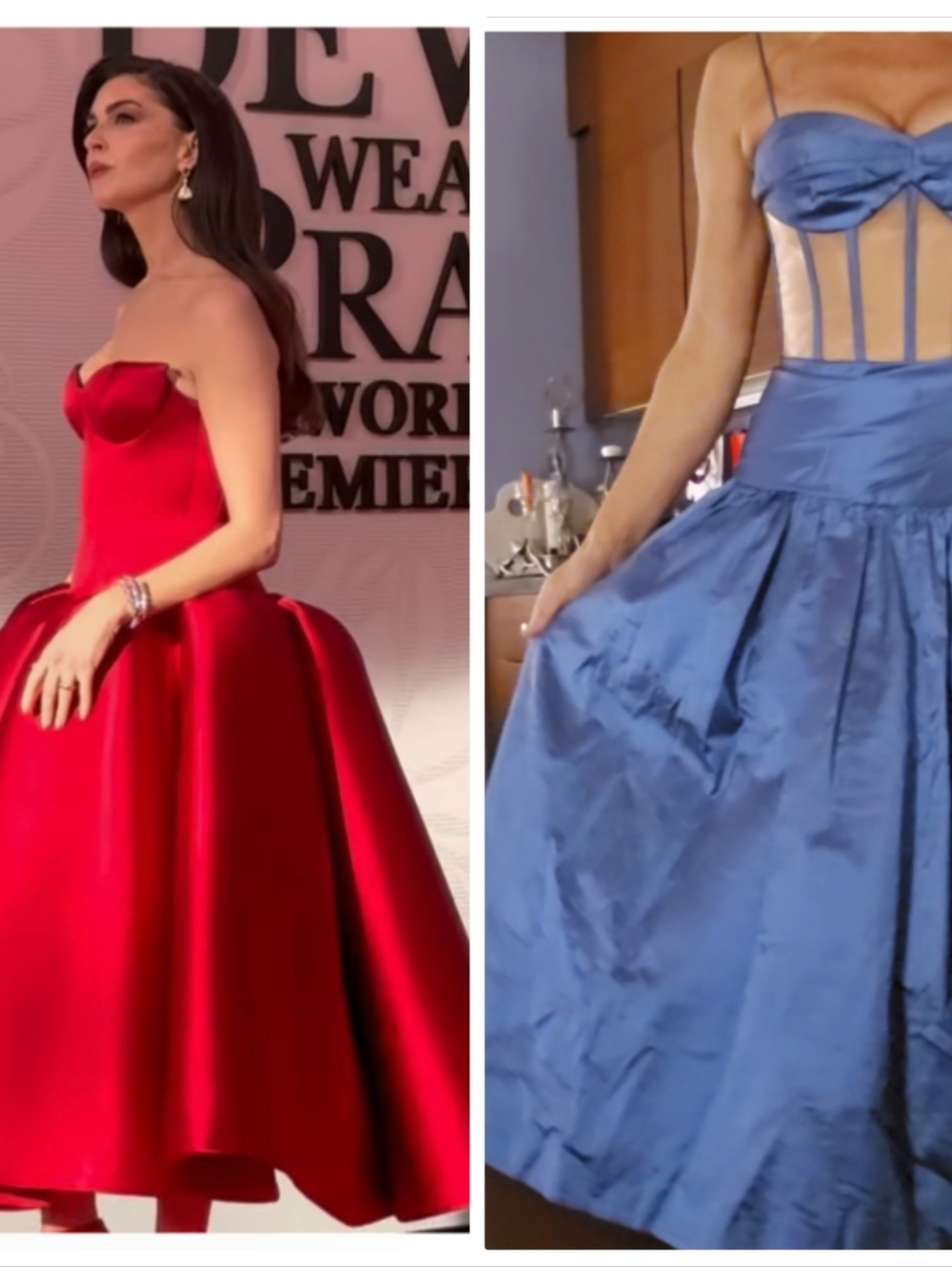 Rasario Giving Devil Wears Prada Silk Sapphire Blue Corset Drop Waist Gown 4